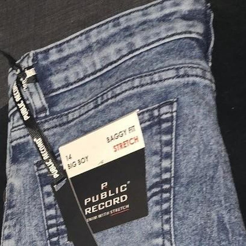 BOYS- Public Record Blue Baggy Fit Jeans